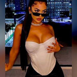 Fashion Nova sexy faux leather cream corset/bustier